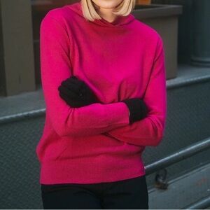 Kirna Zabete 100% Cashmere Hoodie Sweater Pink Sz M